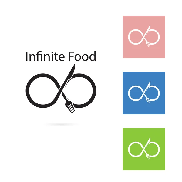 Πηρούνι και μαχαίρι λογότυπο στοιχεία σχεδίου. Τροφίμων και το άπειρο εικονίδιο. Τροφίμων — Διανυσματικό Αρχείο
