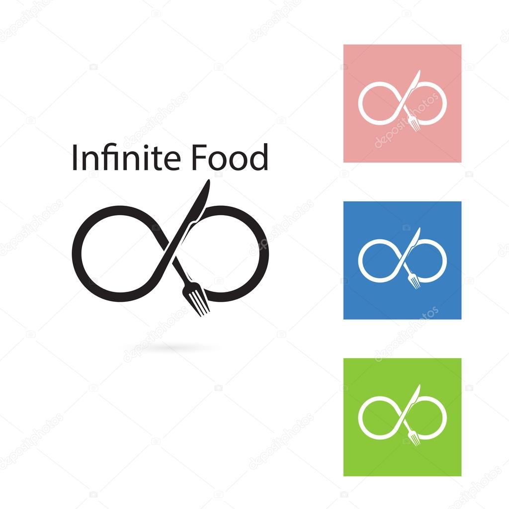 Fork and knife logo elements design.Food and infinity icon.Food and drink concept.Vector illustration.