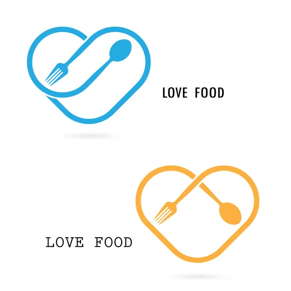 Лотка, вилка та логотип форми серця. Логотип їжі. Ресторанне меню — стоковий вектор