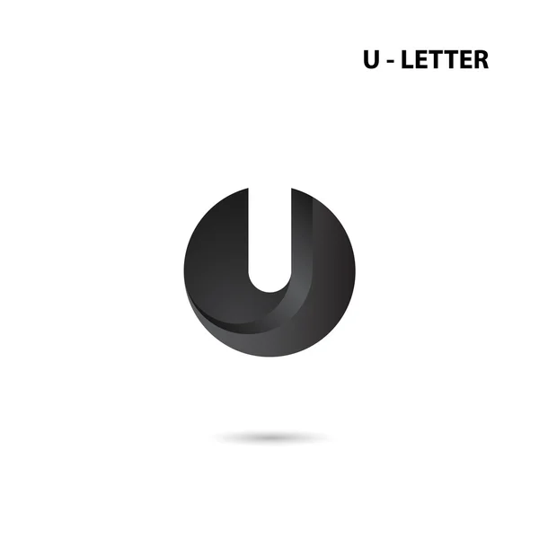 Black circle sign and Creative U-letter icon abstract logo — Stock Vector