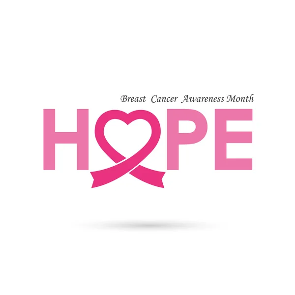 Дизайн логотипу про рак молочної залози. Місяць обізнаності про рак молочної залози — стоковий вектор