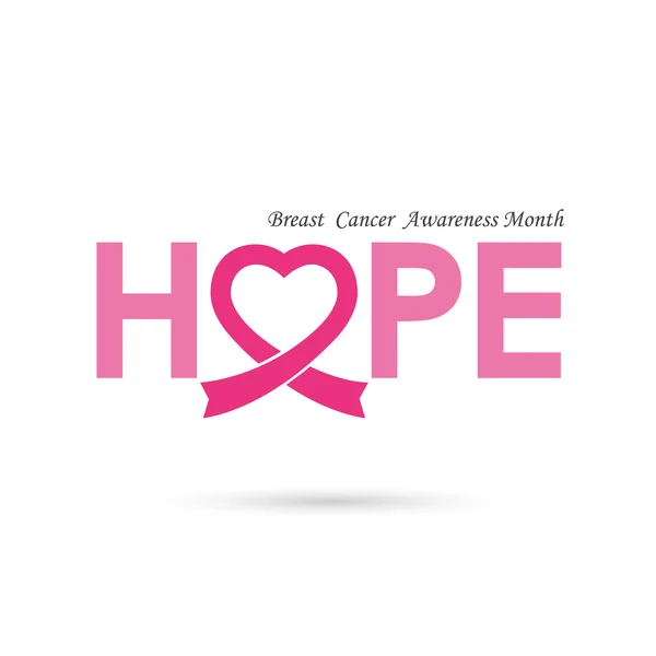 Sensibilizzazione al cancro al seno logo design.Breast cancer awareness mont — Vettoriale Stock