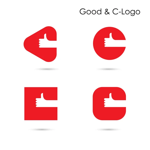 标志设计抽象好的 logo 和 C 字母图标。手的标志和 — 图库矢量图片