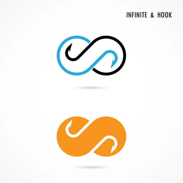 Gancho de pescado y diseño de elementos de logotipo infinito.Icono infinito . — Archivo Imágenes Vectoriales