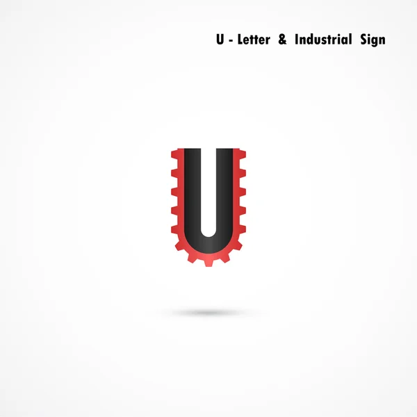 U-letter and gear icon design vector template.U-alphabet vector — Stock Vector