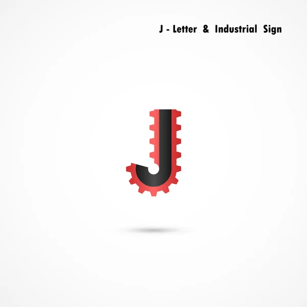 J 文字とギアのアイコン デザイン ベクトル テンプレートです。J アルファベット ベクトル — ストックベクタ