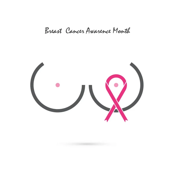 Borstkanker bewustzijn logo ontwerp. Borstkanker bewustzijn teken — Stockvector