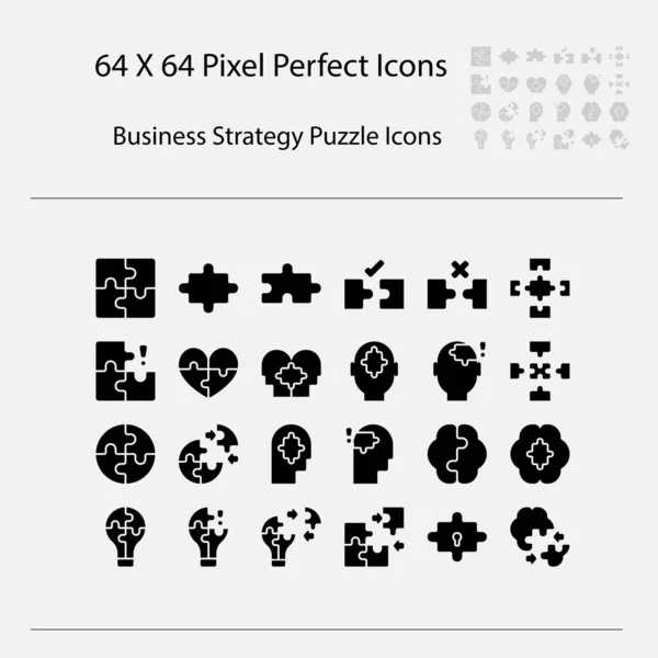 Business Strategy Related Puzzle Vector Line Icons Business Solid Icons — Stock Vector