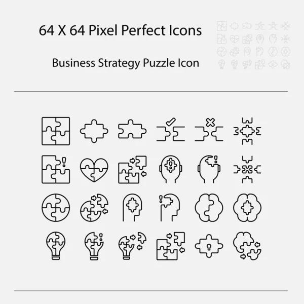 Business Strategy Related Puzzle Vector Line Icons Business Outline Icons — Stock Vector