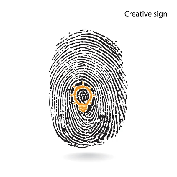 指紋のシンボルと創造的な電球アイデア コンセプト — ストックベクタ