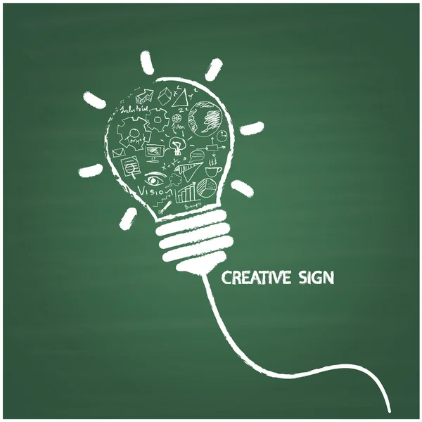 Kreative Glühbirnen-Handschrift auf Tafel mit Busines — Stockvektor