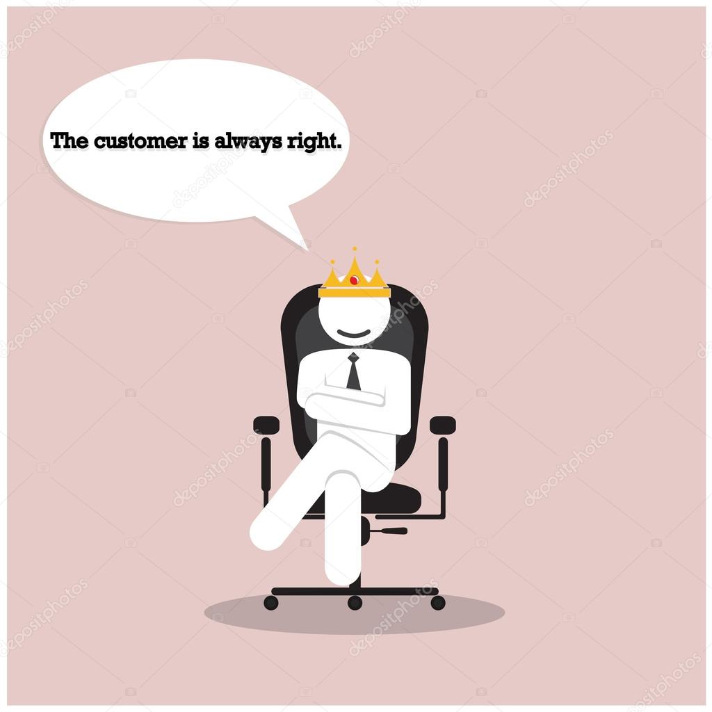 The customer is always right concept. Businesss comic symbol