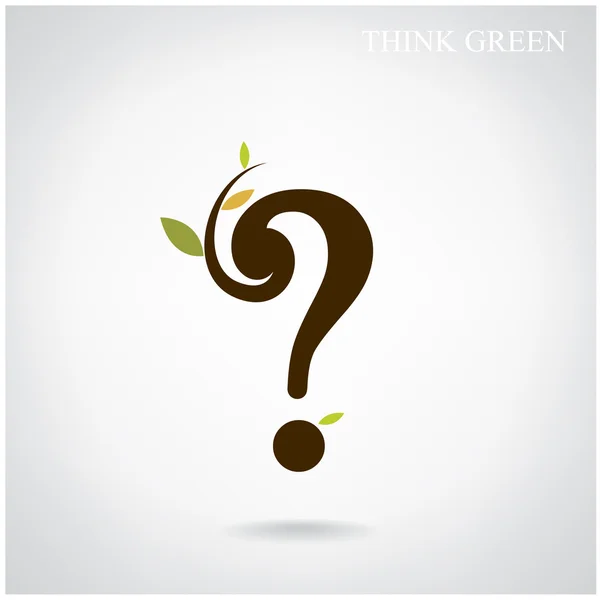 疑問符と緑と思いますコンセプト. — ストックベクタ