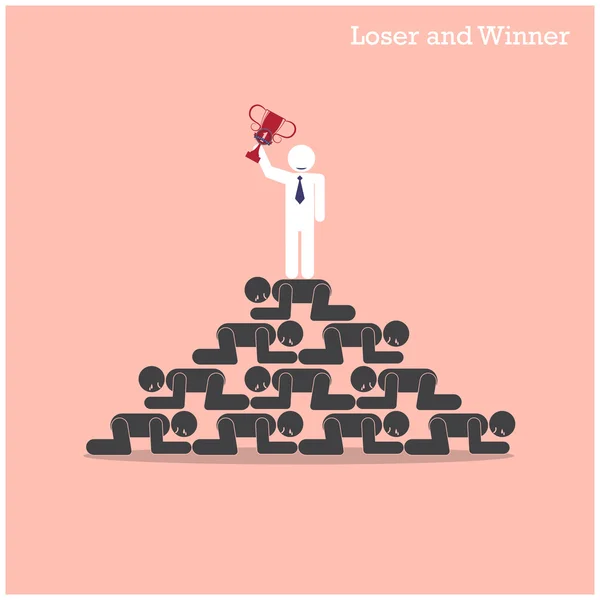 Winner walk over stairs of loser concept. Competition concept — Stock Vector