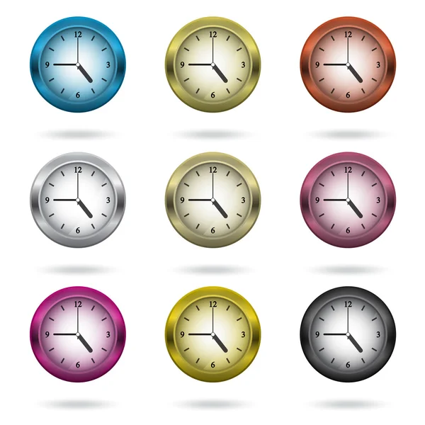 Ensemble d'icône d'horloge colorée . — Image vectorielle