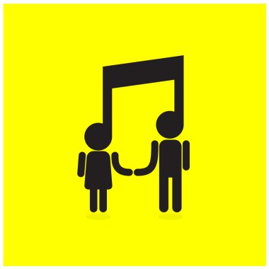 yaratıcı müzik Not işareti simgesi ve siluet kişi simgesi