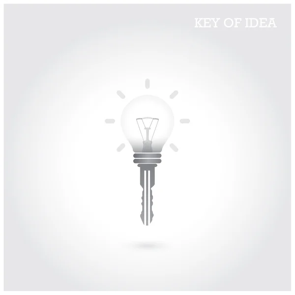 Idea di lampadina creativa con simbolo lucchetto. Chiave di marcia — Vettoriale Stock