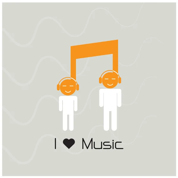 Creatieve muziek Opmerking teken pictogram en silhouet mensen symbool. Mus — Stockvector