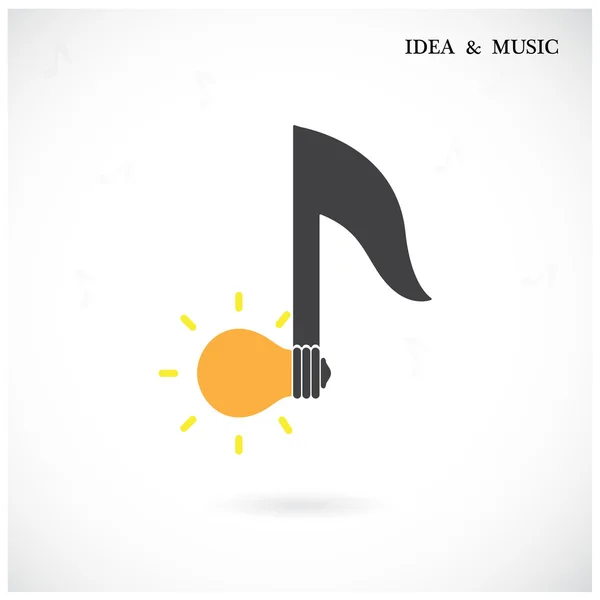 创意音乐纸条上标志和灯泡的标志。思想和音乐 — 图库矢量图片