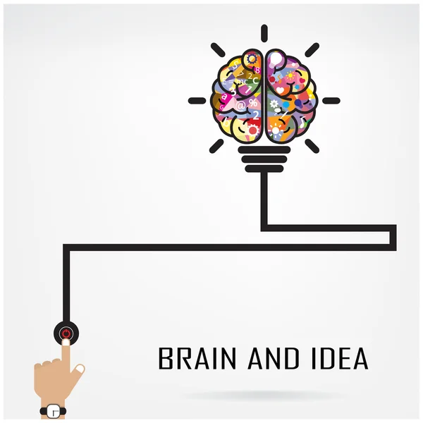 Cerebro creativo Idea y concepto de bombilla — Vector de stock