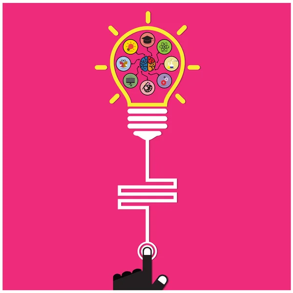 Modelo infográfico lâmpada criativa e educação cerebral e —  Vetores de Stock