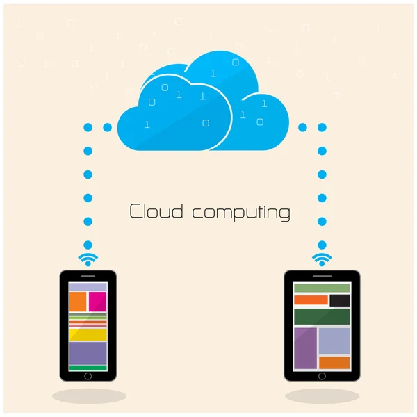 Platte wolk technologie computing achtergrond concept. gegevensopslag — Stockvector