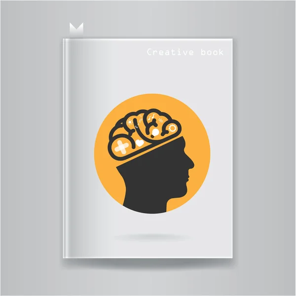 在空白的书的封面上创造性的大脑思想理念 — 图库矢量图片