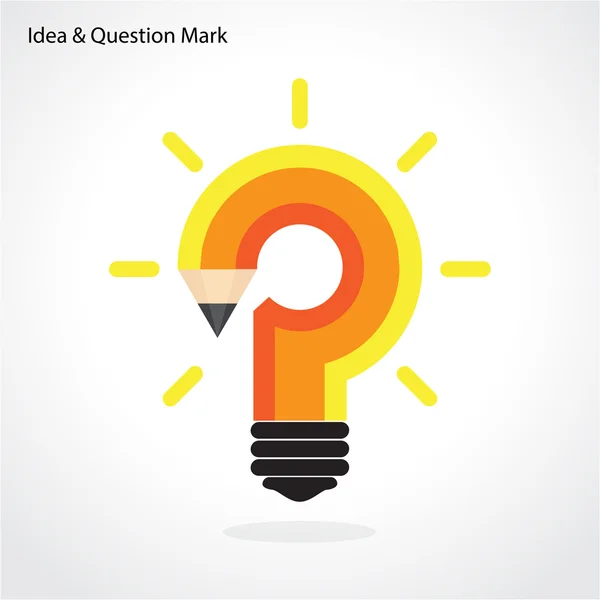 Pencil question mark and light bulb on background. Education con — Stock Vector
