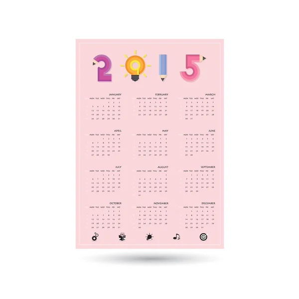 Kreativer Kalender 2015 Design-Vorlage mit Business oder Educatio — Stockvektor