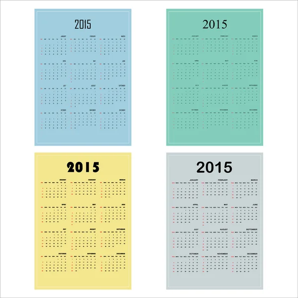 Calendário 2015 semana modelo de design começa domingo . —  Vetores de Stock