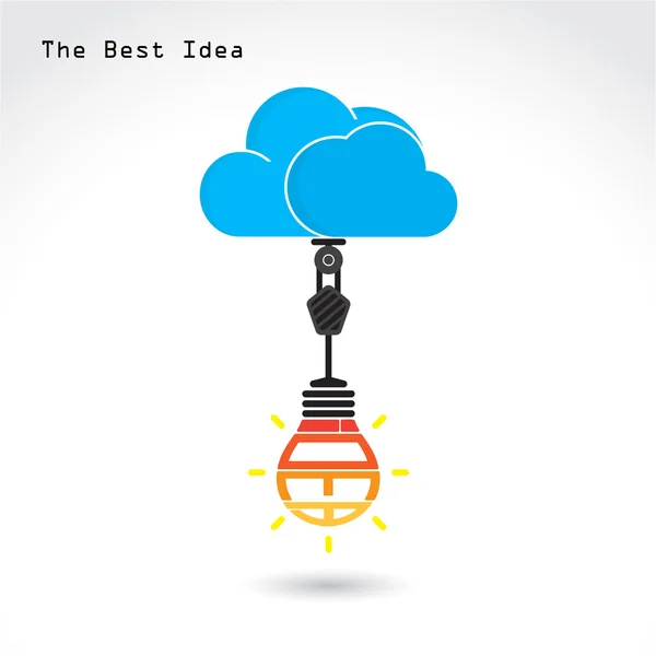 Platte cloud technologie computing en creatieve lamp idee concept. — Stockvector