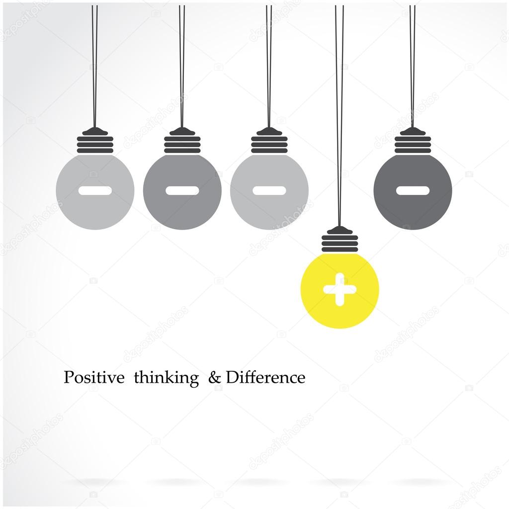 creative light bulb symbol with positive thinking and difference