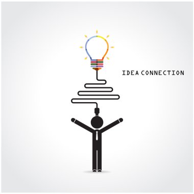 Yaratıcı ampul simgesi ve bilgi bağlantı işareti.