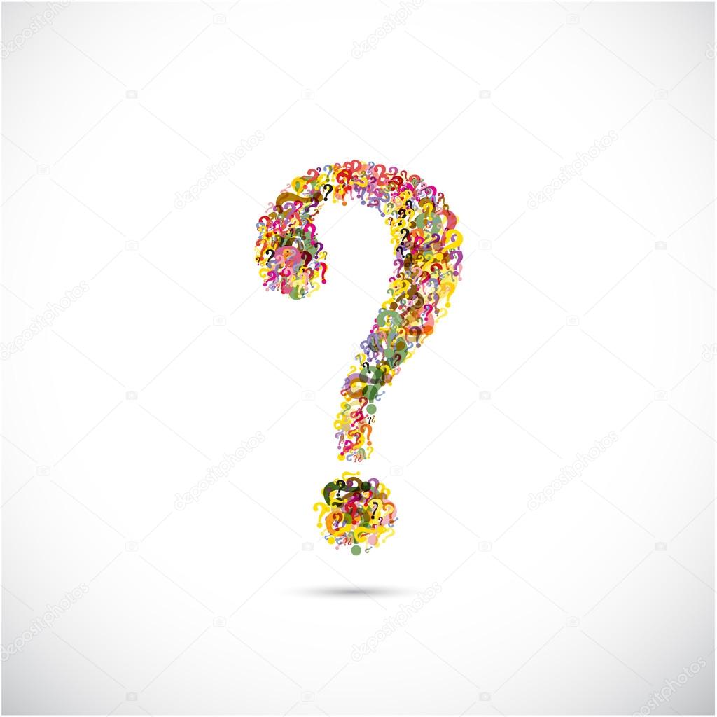 Colorful question mark symbol on background. Education or busine