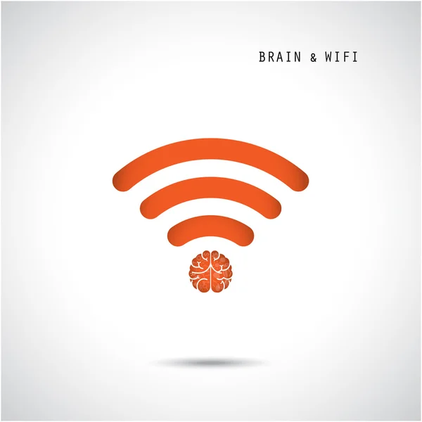 Creative brain concept and wifi sign. Education, technology and — Stock Vector
