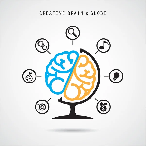 Diseño del logotipo del vector abstracto del cerebro creativo e infografías temp — Archivo Imágenes Vectoriales