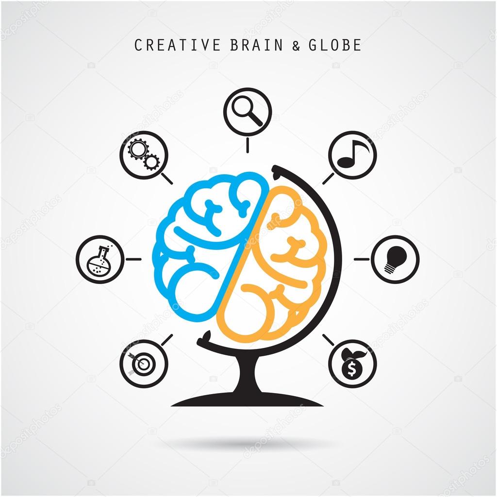 Creative brain abstract vector logo design and infographics temp