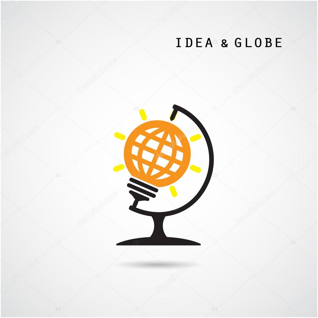Creative bulb abstract vector logo design and globe sign.