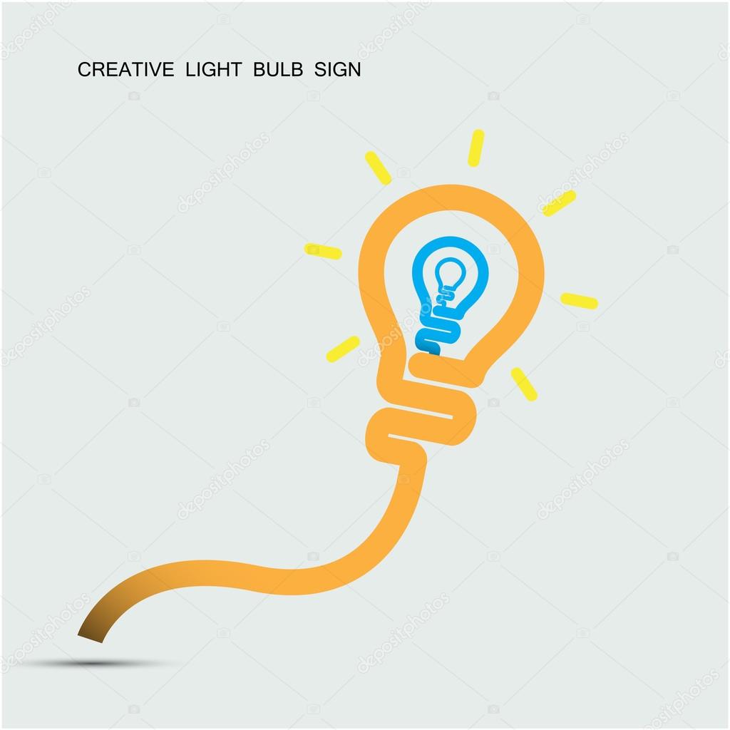 Creative light bulb symbol with turn on creativity concept, educ