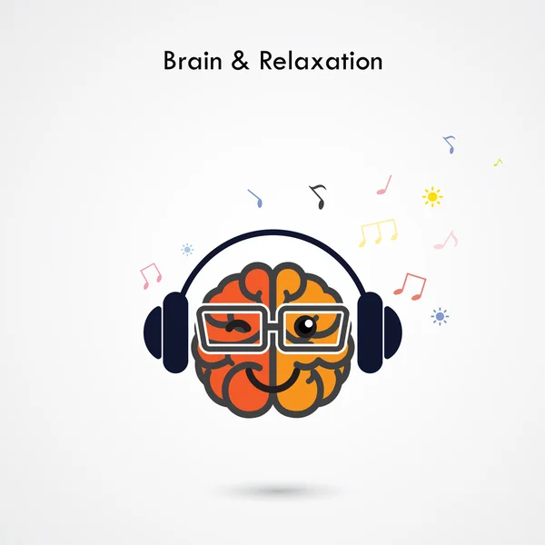 Creative left and right brain sign with the headphone on backgro — Stock Vector