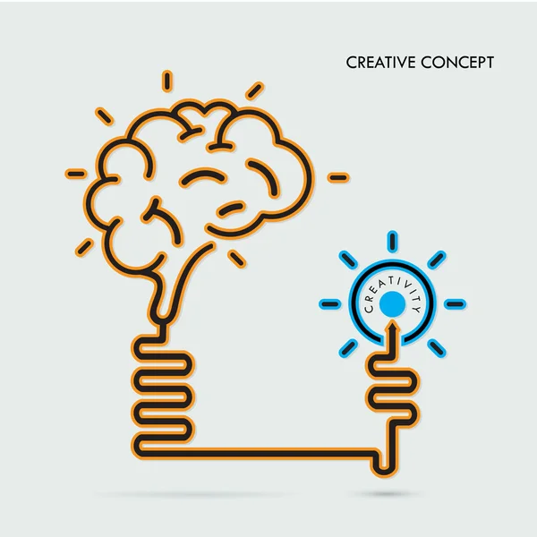 Creative brain Idea y concepto de bombilla, diseño para cartel fl — Vector de stock