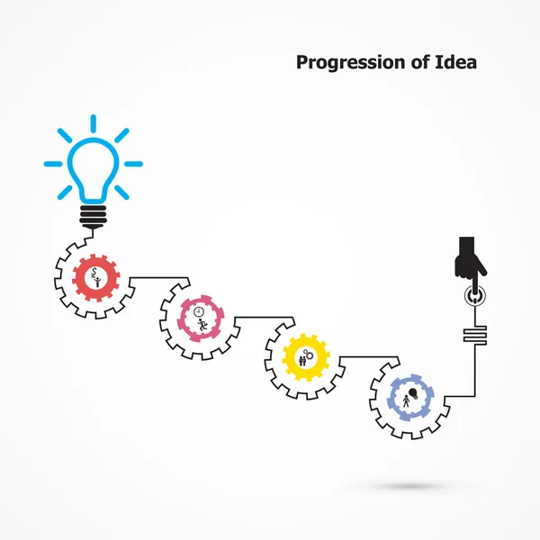 Kreatives Glühbirnen-Symbol mit linearer Zahnradform. progressio — Stockvektor