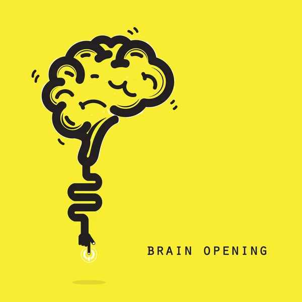 Cérebro abertura concept.Creative cérebro design logotipo vetor abstrato — Vetor de Stock