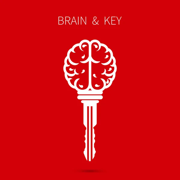 Tanda tangan otak kreatif dengan simbol kunci. Kunci kesuksesan. Bisnis an - Stok Vektor