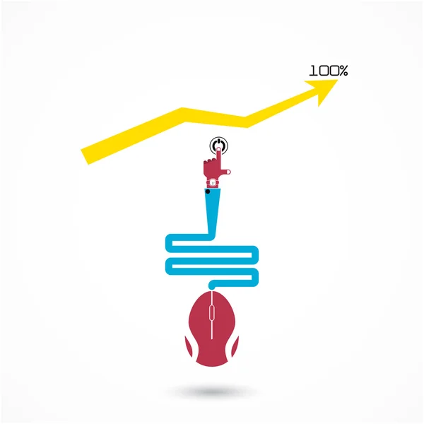 Mão de empresário mão pressione o botão Iniciar e aumentar o gráfico s — Vetor de Stock