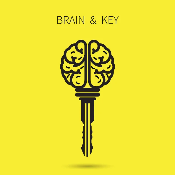 Tanda tangan otak kreatif dengan simbol kunci. Kunci kesuksesan. Bisnis an - Stok Vektor