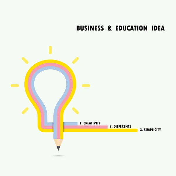 Lápiz y bombilla en el fondo. Concepto educativo . — Archivo Imágenes Vectoriales