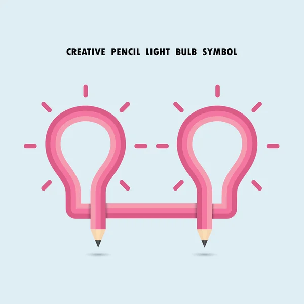 Crayon et ampoule sur fond. Concept d'éducation . — Image vectorielle