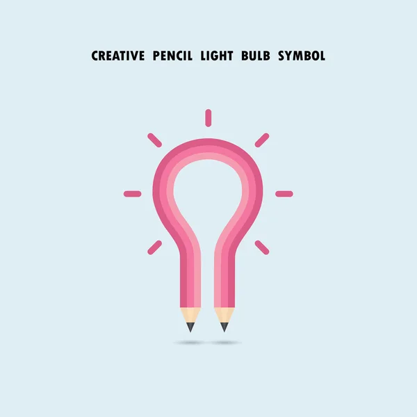 Crayon et ampoule sur fond. Concept d'éducation . — Image vectorielle