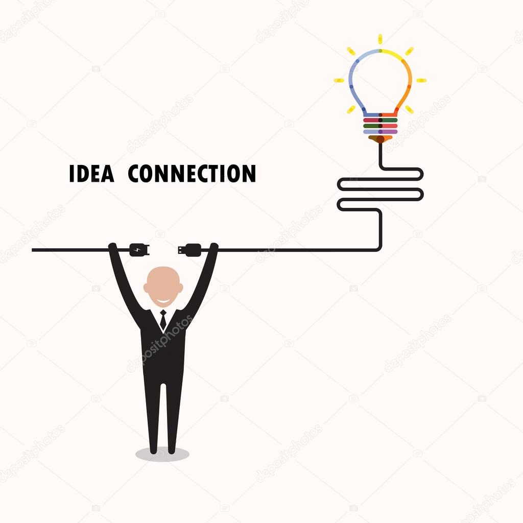 Businessman and creative light bulb symbol with idea and knowled